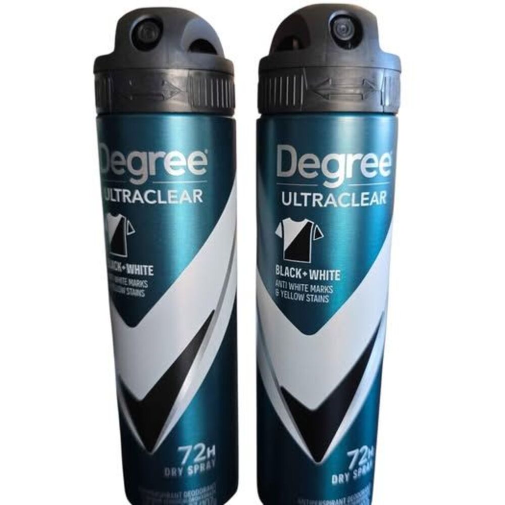 Lot of 2 Degree Ultra Clear Black+White 72H Dry Spray Antiperspirant 3.8 oz